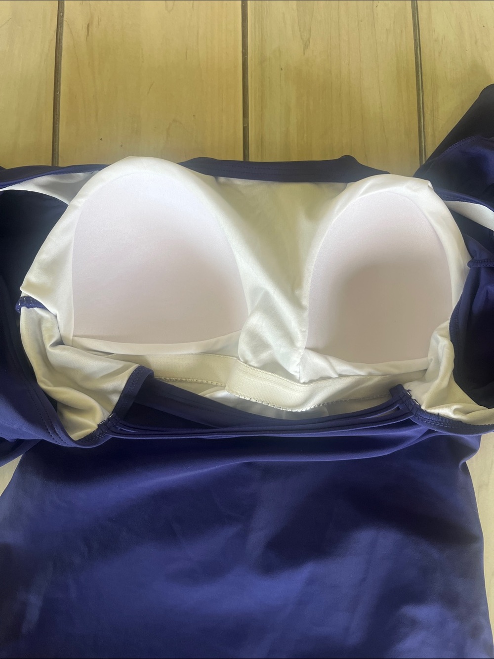 NWOT EoMenie Navy Ruffle One-Piece Ruched Swimsuit - Picture 10 of 12